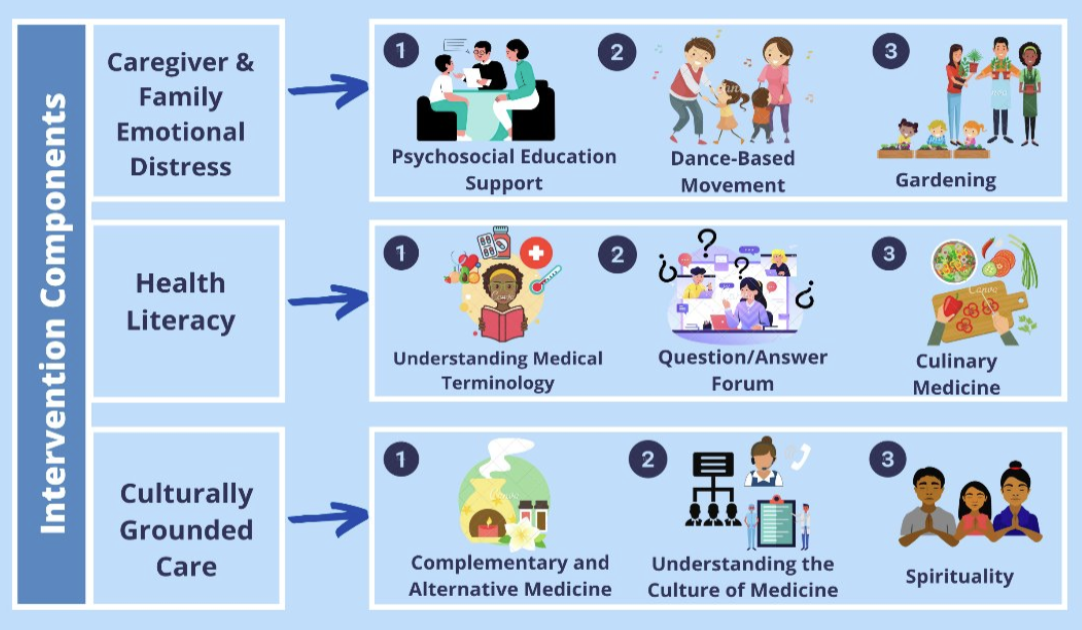 Schematic showcasing the breakdown of intervention components